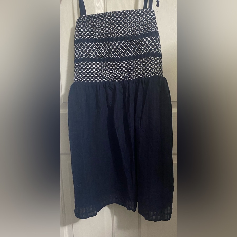 NWT.. MADDEN GIRL PLUS TIE SHOULDER SMOCKED SUN DRESS IN NAVY - Picture 10 of 10